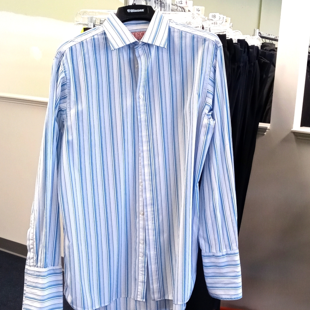 Thomas Pink striped dress shirt with French cuffs